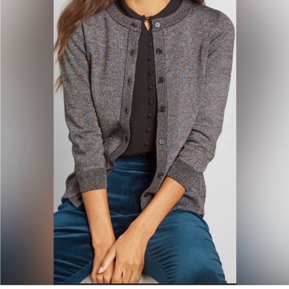 ModCloth 3/4 sleeve sparkle metallic multicolored cardigan. Size XL